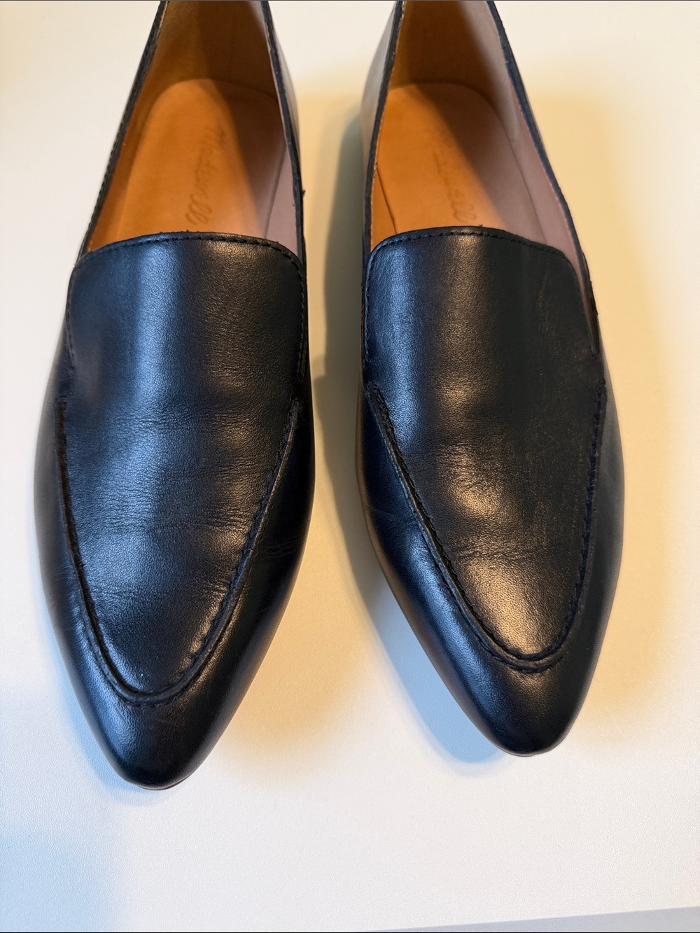 Excellent Condition: Madewell Black Pointed Leather Slip-Ons
